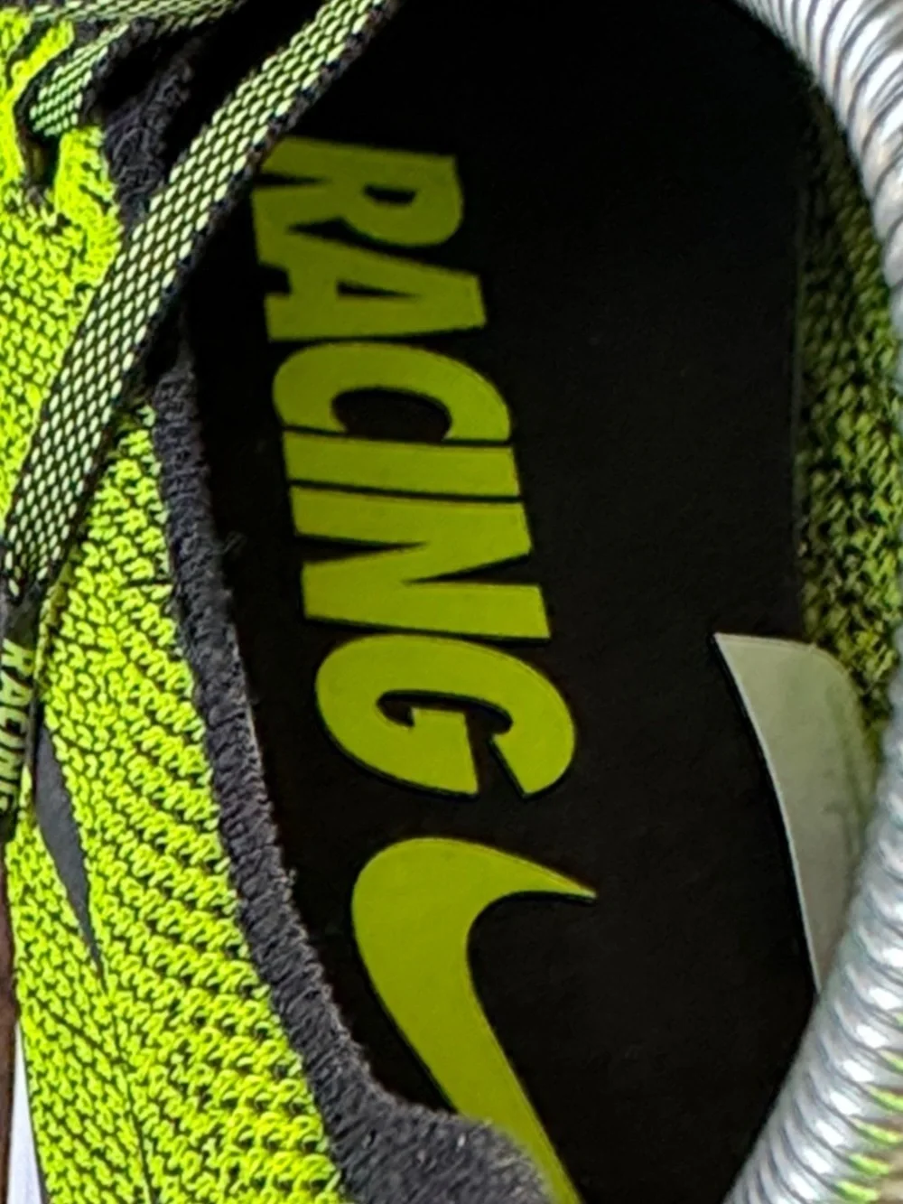 Nike Men’s Black and Neon Green Flyknit Running Shoes, Like New, Sz 10